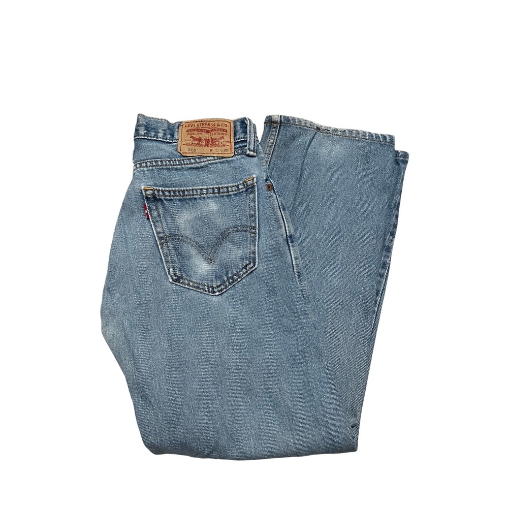 Y2K Levis 505 Regular Fit Straight‎ Leg Jeans Mens 30x27 Blue Denim 00505-4891